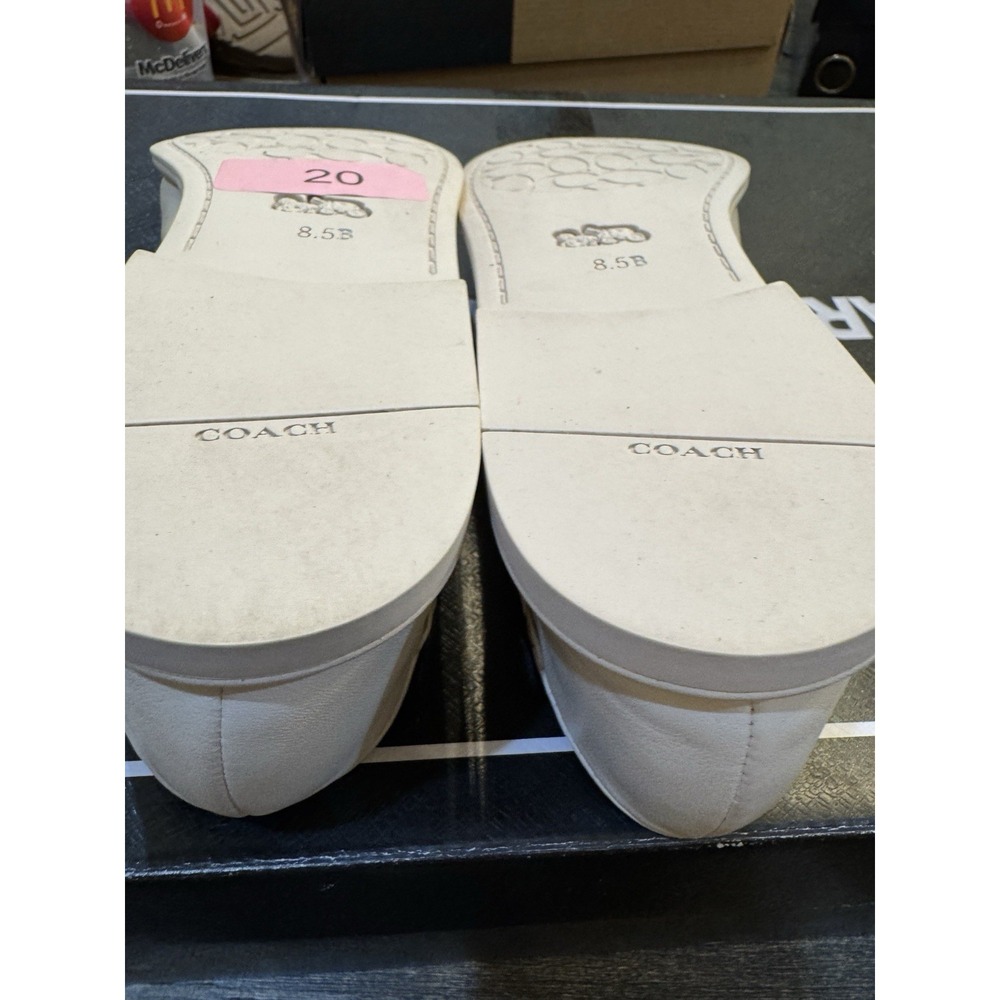 Coach Emilia Mary Jane Ballet Flat Shoes Women Size 8.5 Slip on Chalk Leather - Picture 9 of 12